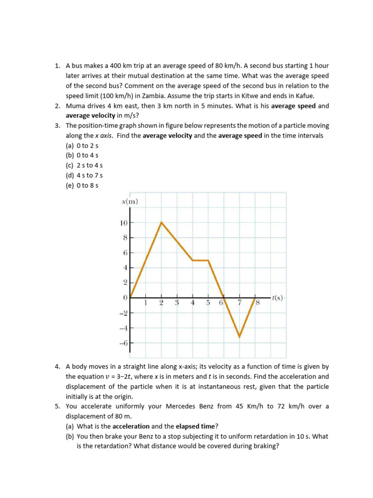 Chapter 3 Numerical Problems 250128 184241 | PDF | Speed | Acceleration