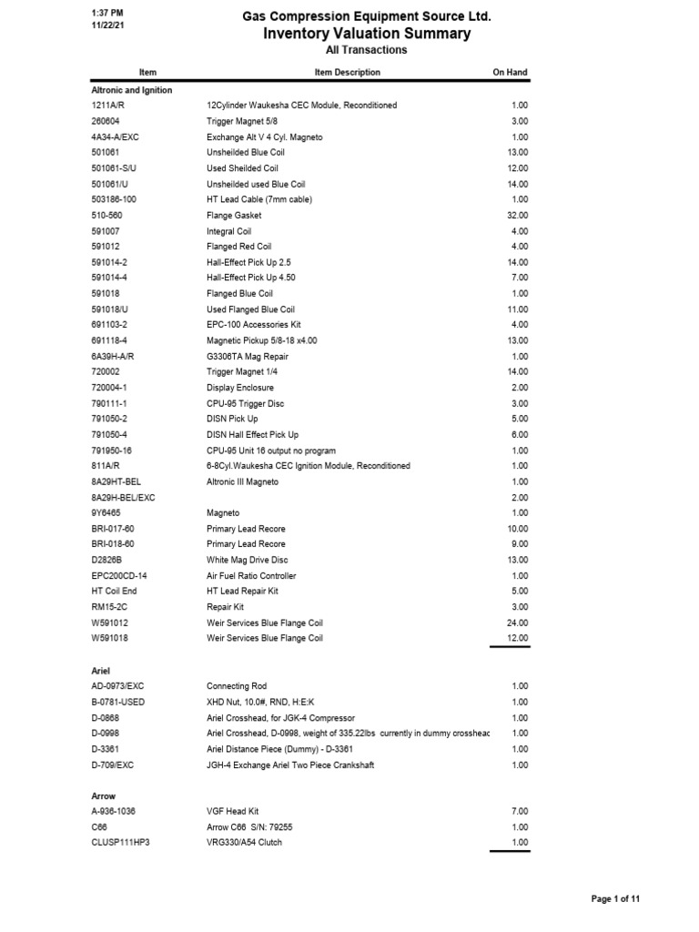 Parts Inventory | PDF | Piston | Engines
