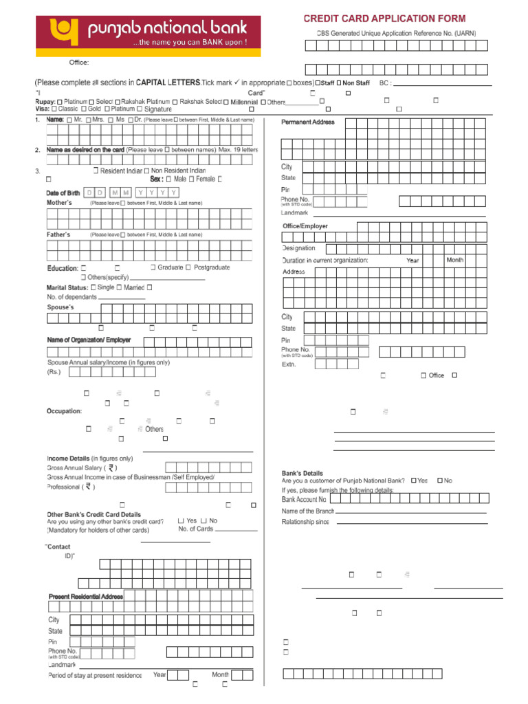 Latest Credit Card Application Form | PDF | Credit Card | Cheque