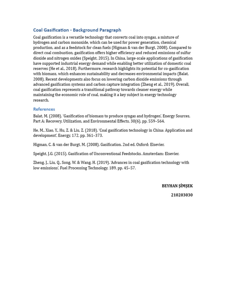 WEEK 4-Coal - Gasification - Assignment | PDF | Coal | Gasification