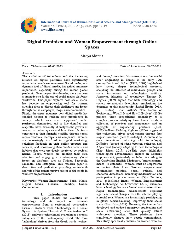 Digital Feminism and Women Empowerment Through Online Spaces | PDF ...