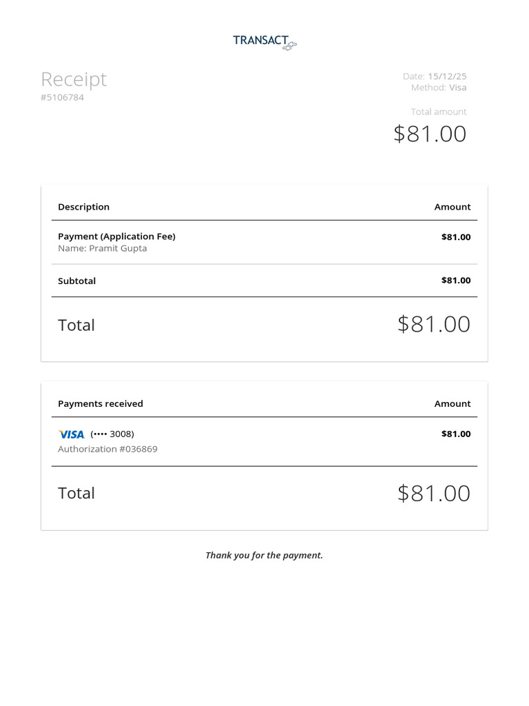 Receipt - Checkout - Transact | PDF