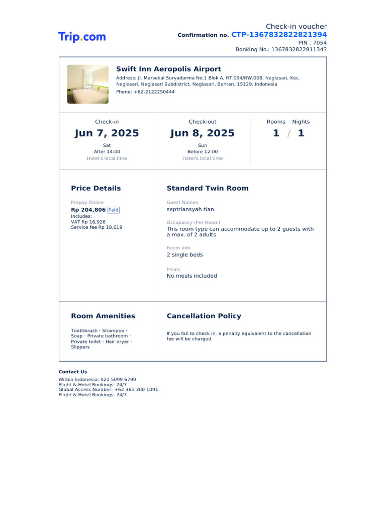 Check-In Voucher | PDF