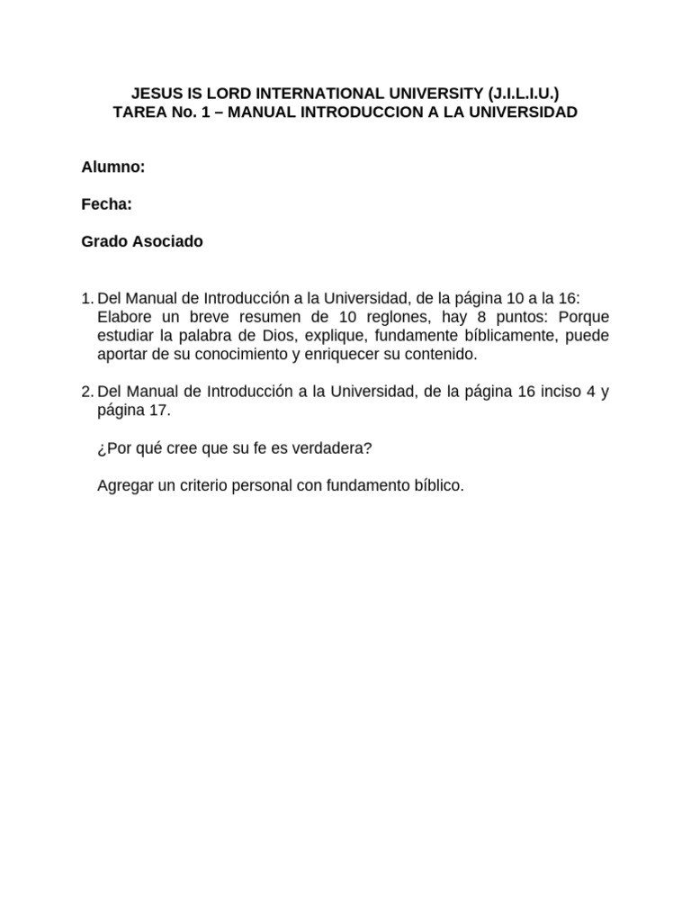 Tarea 1 Introduccion A La Universidad | PDF
