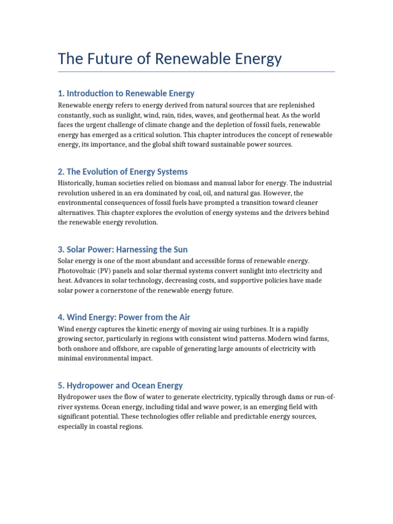 The Future of Renewable Energy | PDF | Renewable Energy | Solar Power
