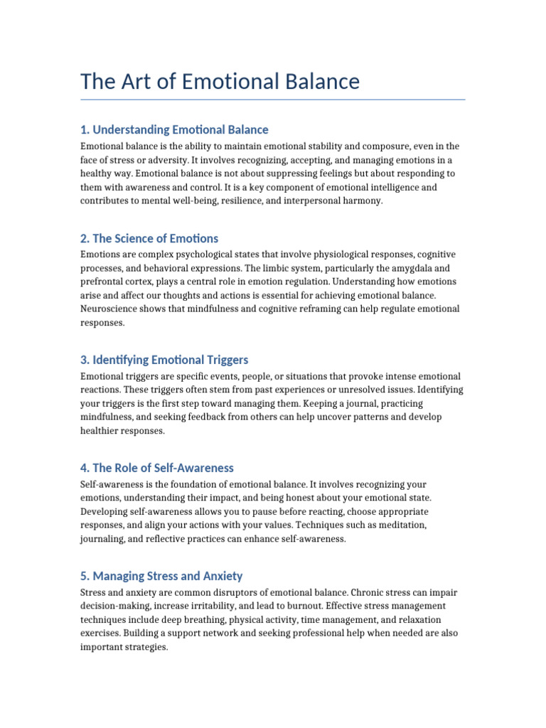 The Art of Emotional Balance | PDF | Emotions | Psychological Resilience