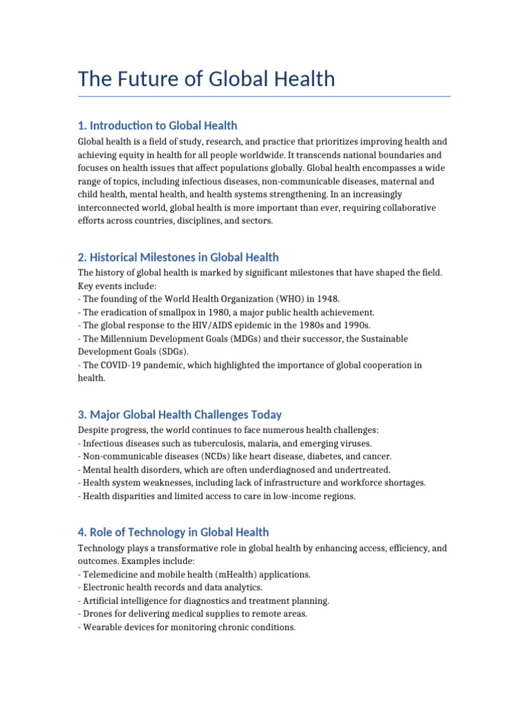 The Future of Global Health | PDF | Global Health | Health Equity