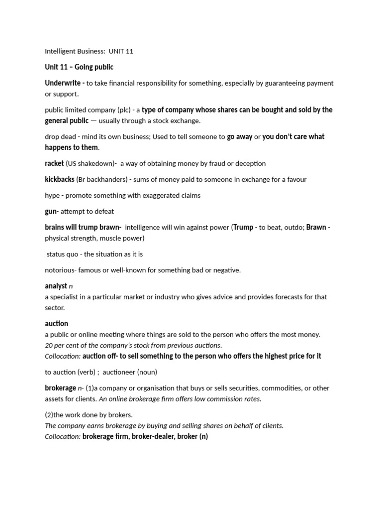 Unit 11 - Handout | PDF | Stocks | Initial Public Offering