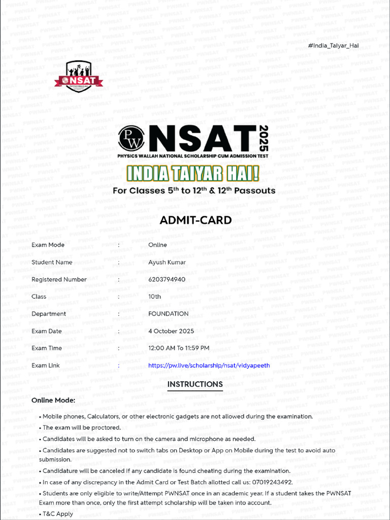 Admit Card | PDF