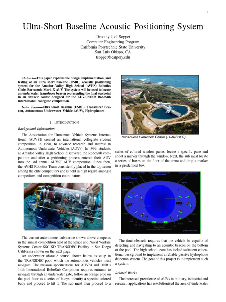 Ultra-Short Baseline Acoustic Positioning System | PDF
