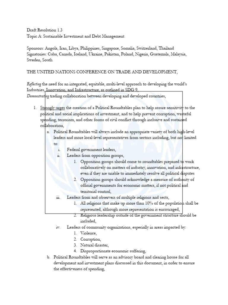 (Naimun) Sample Ga - Ecosocs Resolution | PDF | International Relations