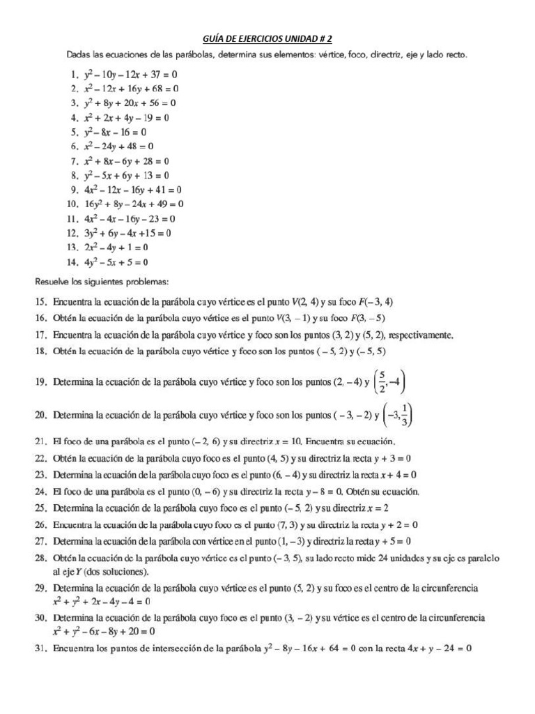 Guia de Ejercicios Unidad - 2 | PDF
