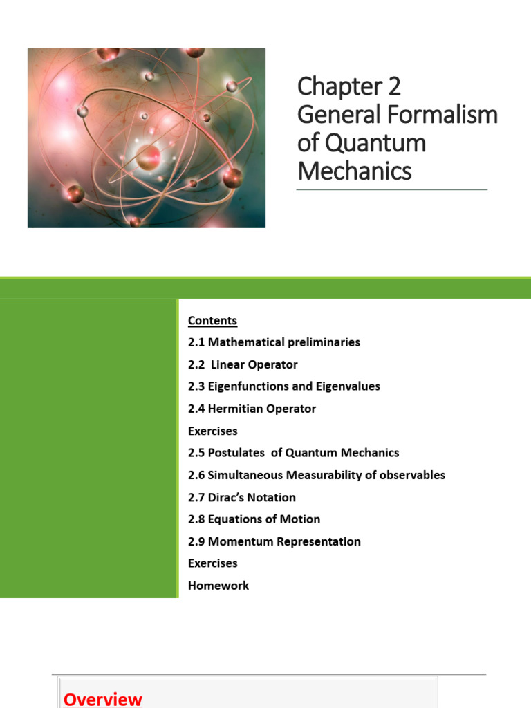 Chapter 2 General Formalism of Quantum Mechanics Fall 25-26 | PDF ...