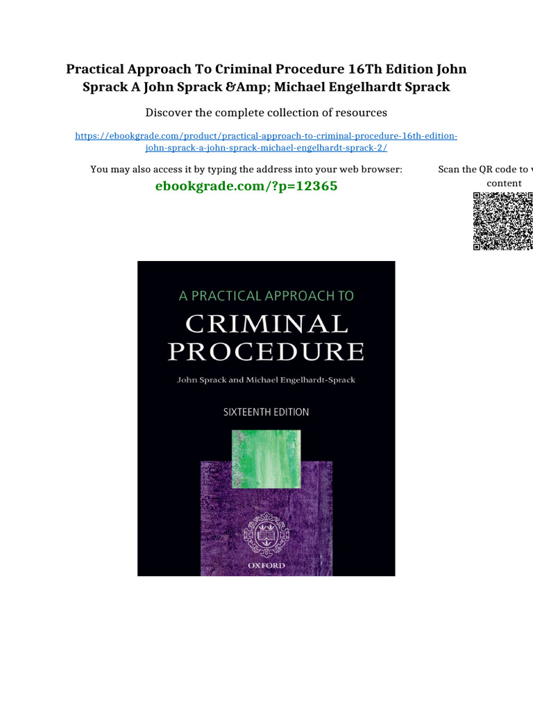 Practical Approach to Criminal Procedure 16th Edition John Sprack A ...