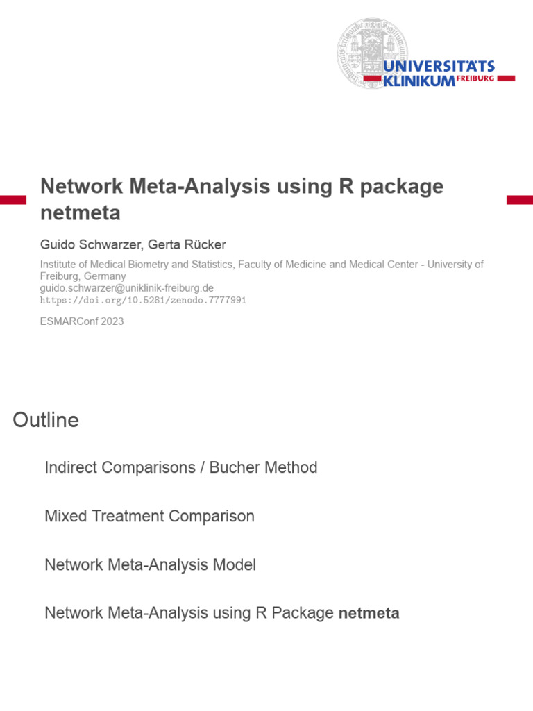 Netmeta Workshop Handout | PDF | Meta Analysis | Medicine