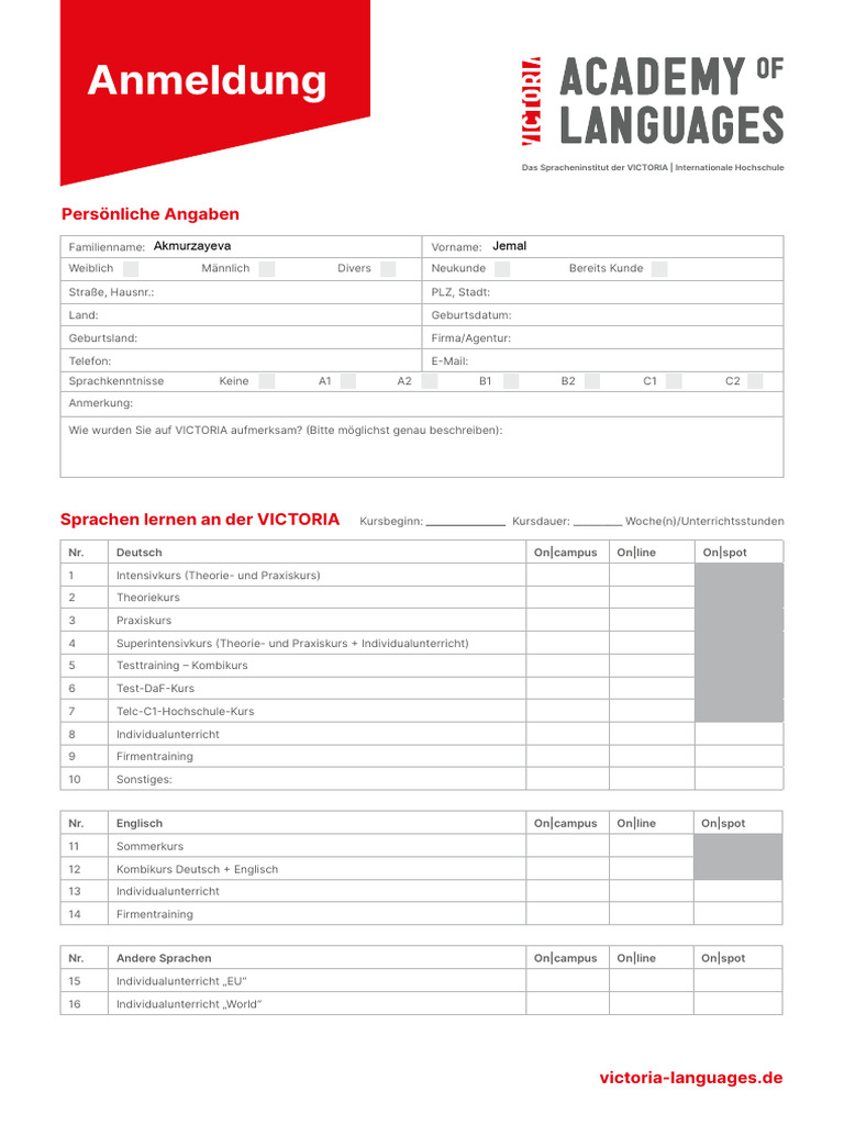 An Melde Formular | PDF