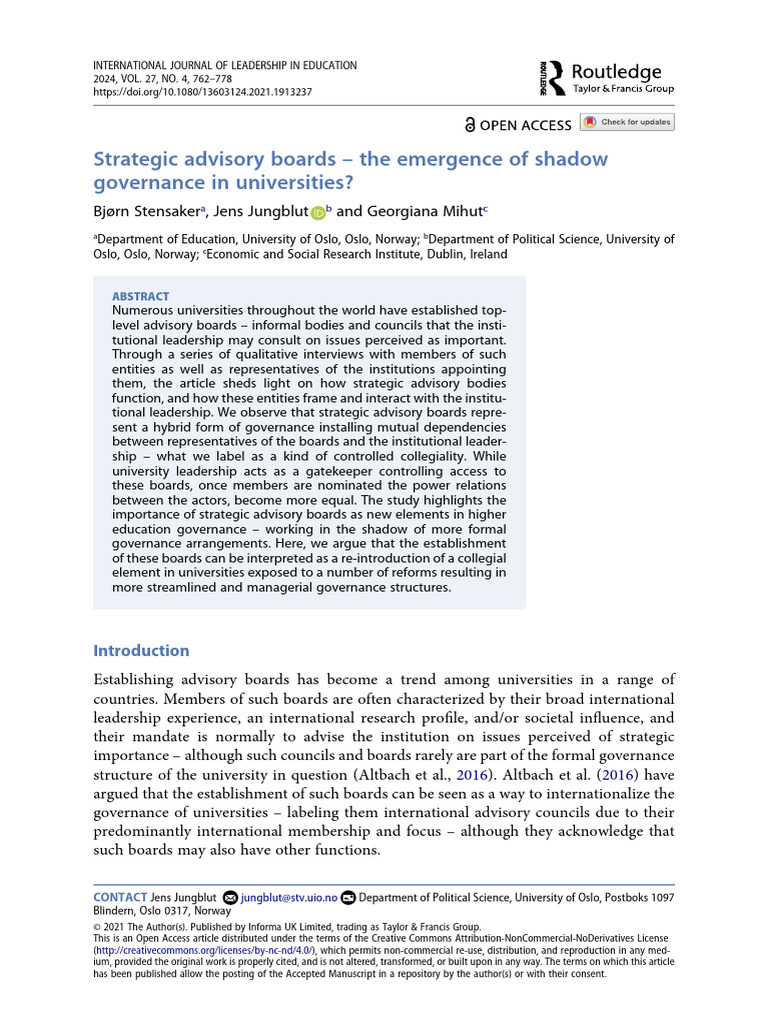 Strategic Advisory Boards The Emergence of Shadow Governance in ...