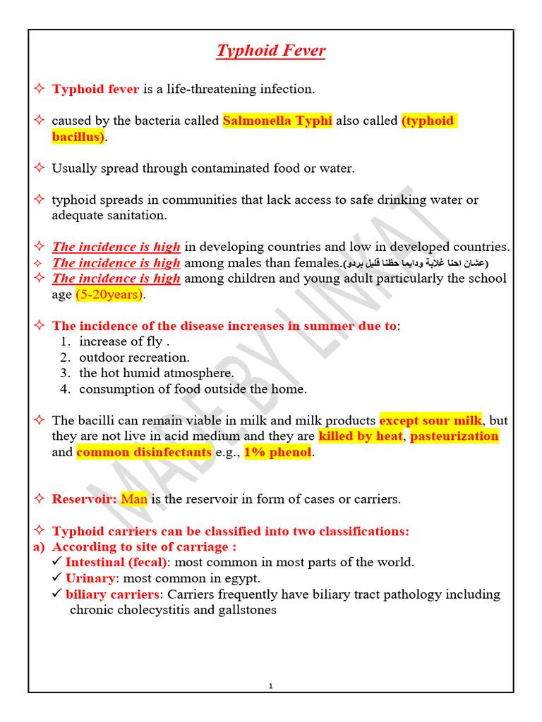 Typhoid Fever Recap by LINKAT | PDF | Clinical Medicine | Medical ...