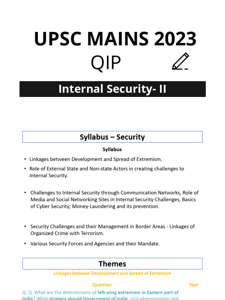 Internal Security QIP - Consolidated | PDF | Terrorism Financing ...