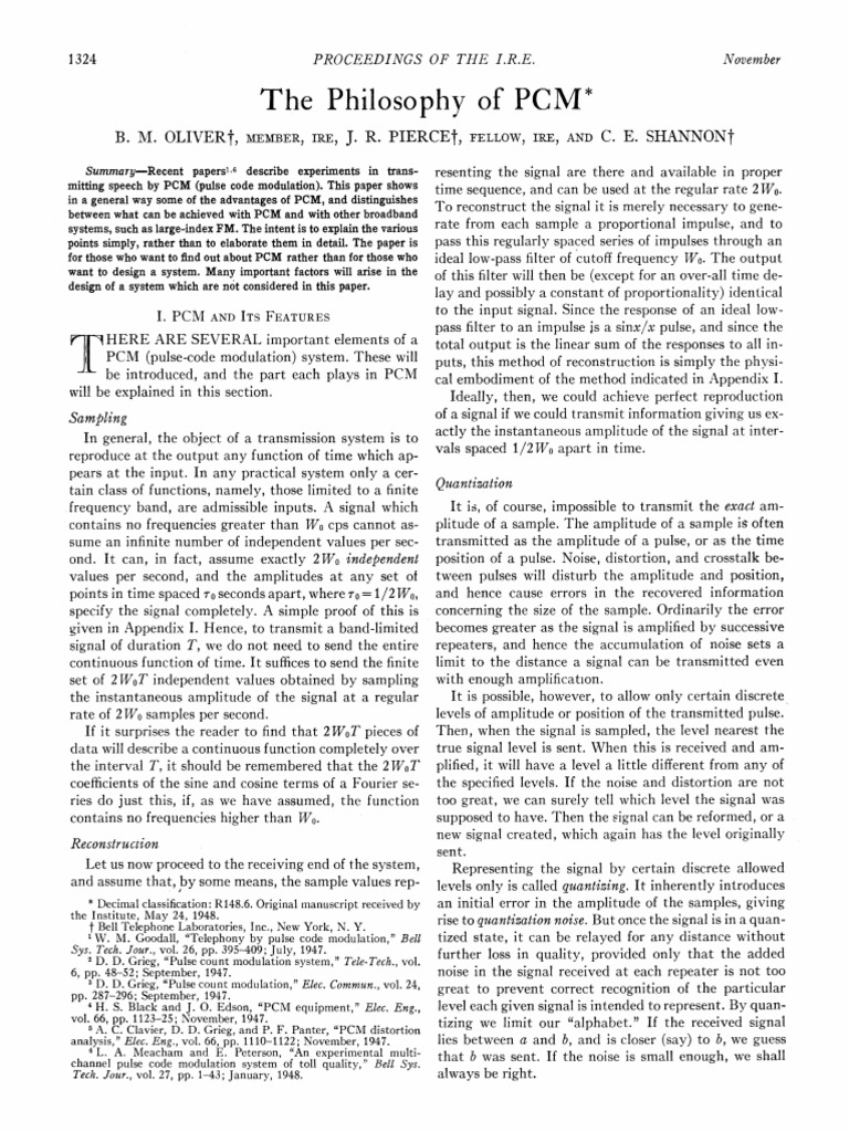 Philosophy: The of PCM | PDF | Bandwidth (Signal Processing) | Sampling ...