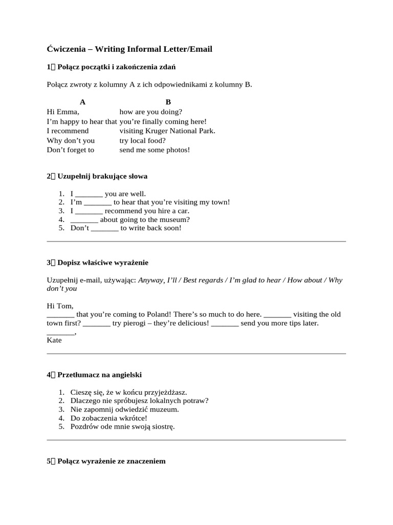 Ćwiczenia Email | PDF