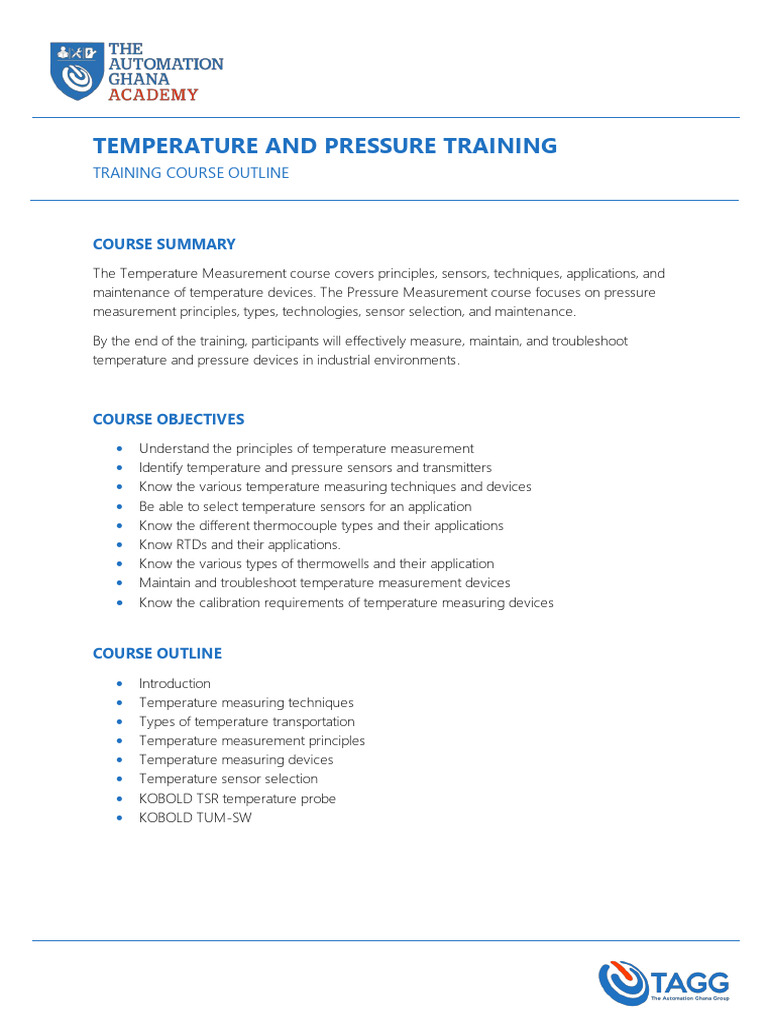 The Automation Ghana Academy Temperature and Pressure Training Course ...