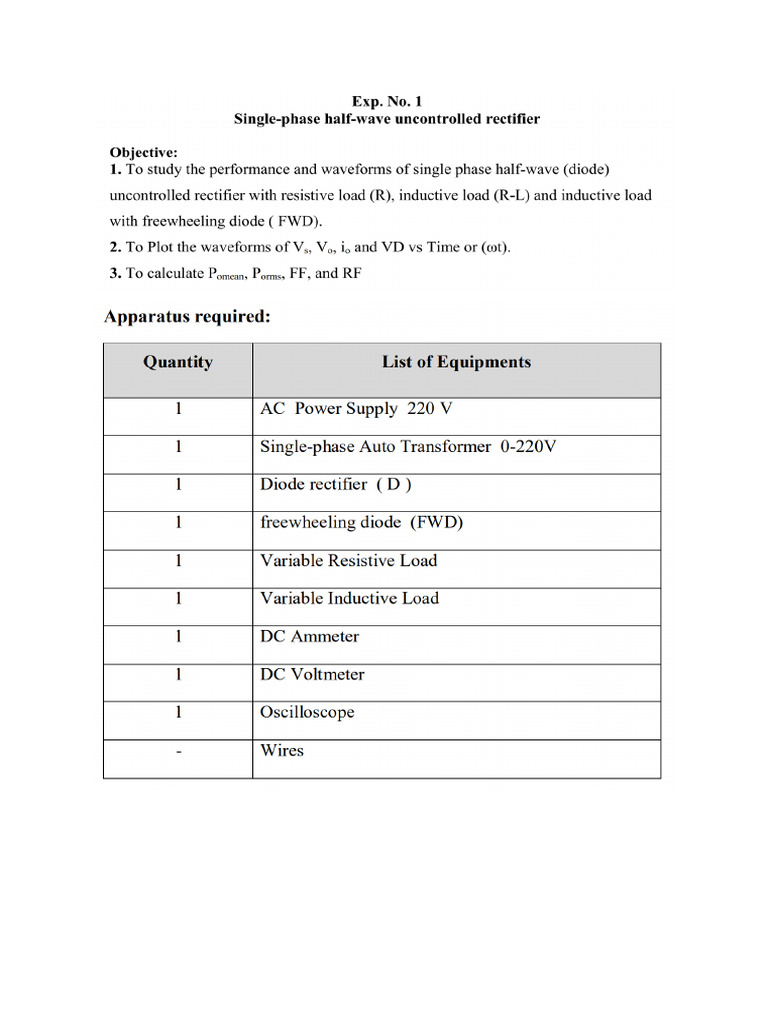 Lab #1 - Uncontrolled Rectification 202504250507 | PDF