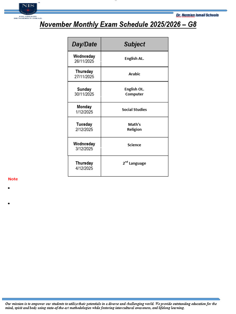 November Monthly Exam G8 2025 | PDF