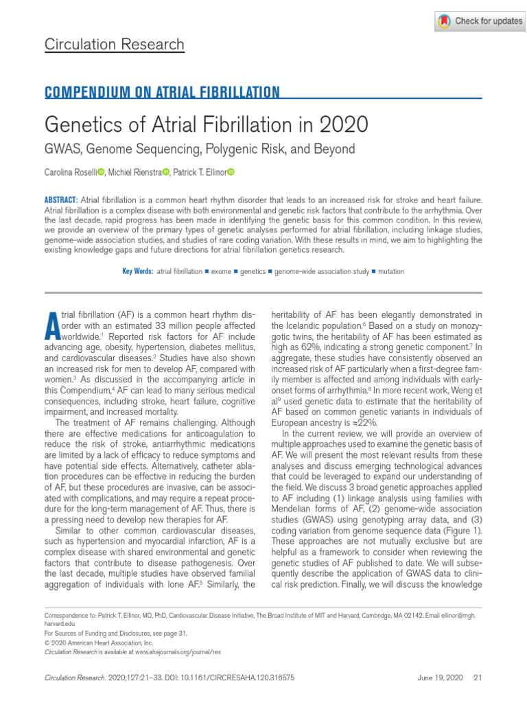 Genetics of Atrial Fibrillation in 2020 - GWAS, Genome Sequencing ...