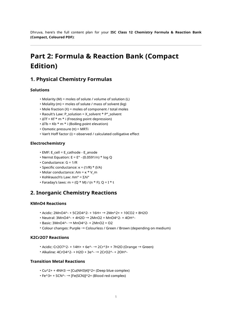 Chemistry Formulas Reactions | PDF | Chemistry | Organic Chemistry