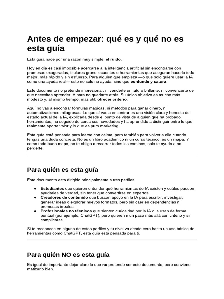 IA Sin Humo - Guía Práctica para No Perderte en 2026 | PDF ...