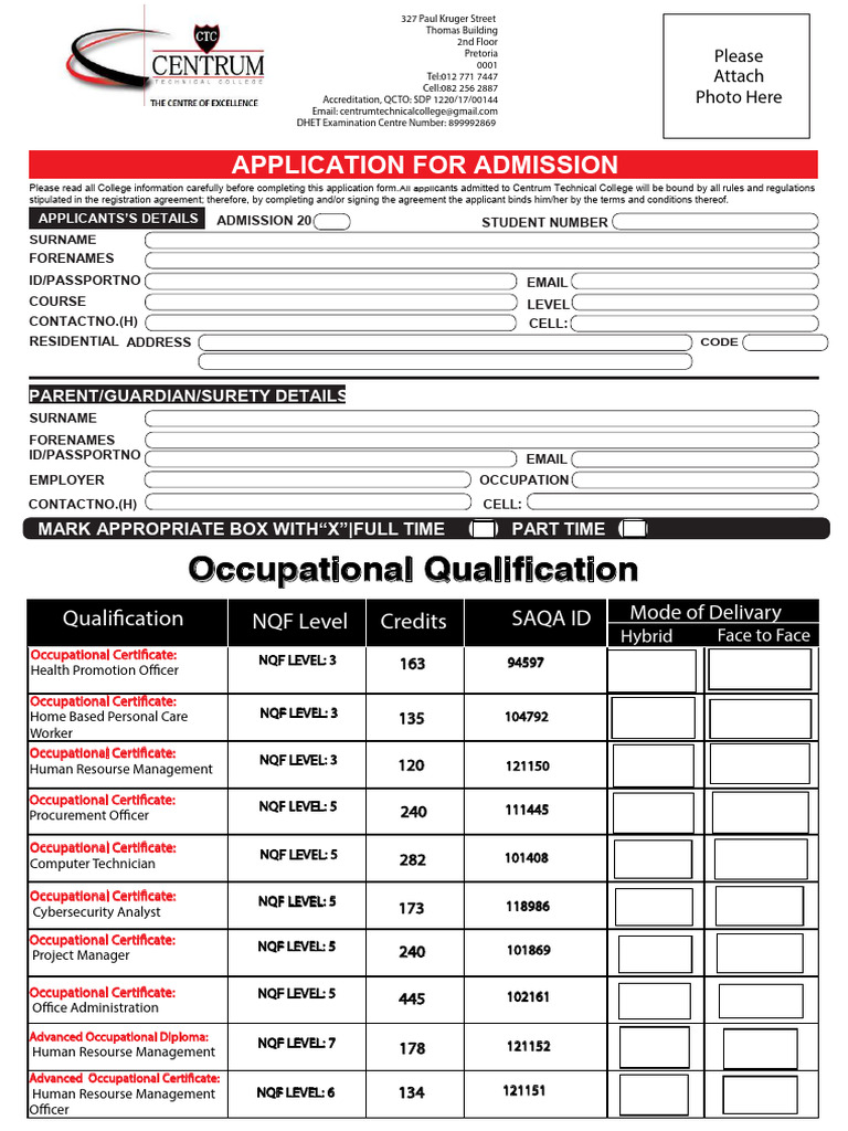 CTC Enrolment Form Occupational | PDF | Legal Liability | Private Law