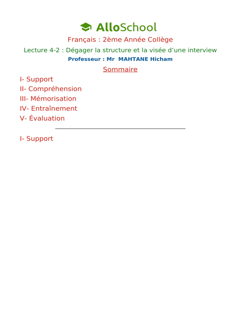 Lecture 4 2 Degager La Structure Et La Visee D Une Interview 2 | PDF