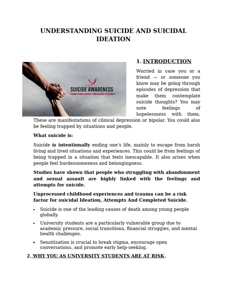 Understanding Suicide and Suicidal Ideation | PDF | Suicide ...