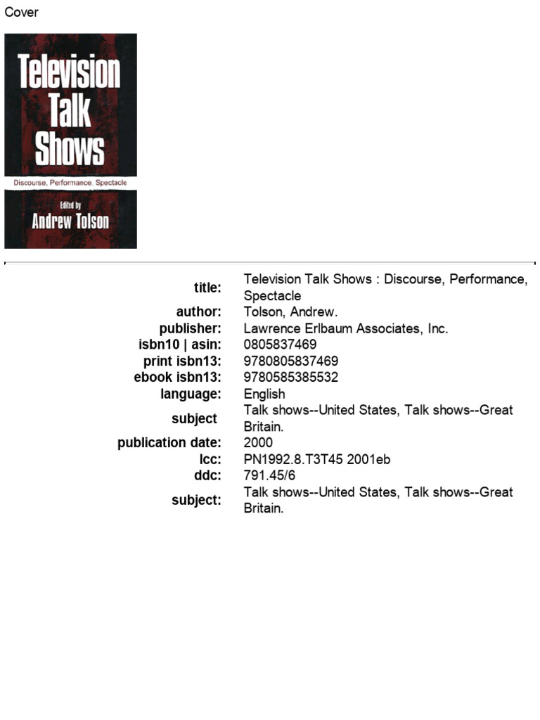 Television Talk Shows Discourse Performa | PDF | Expert | Public Sphere