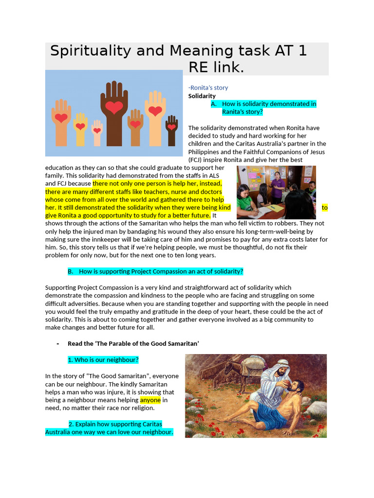 Spirituality and Meaning Task at 1 | PDF
