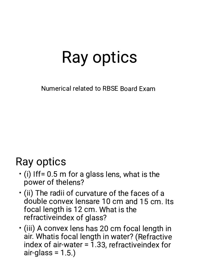 Ray Optics Numerical | PDF