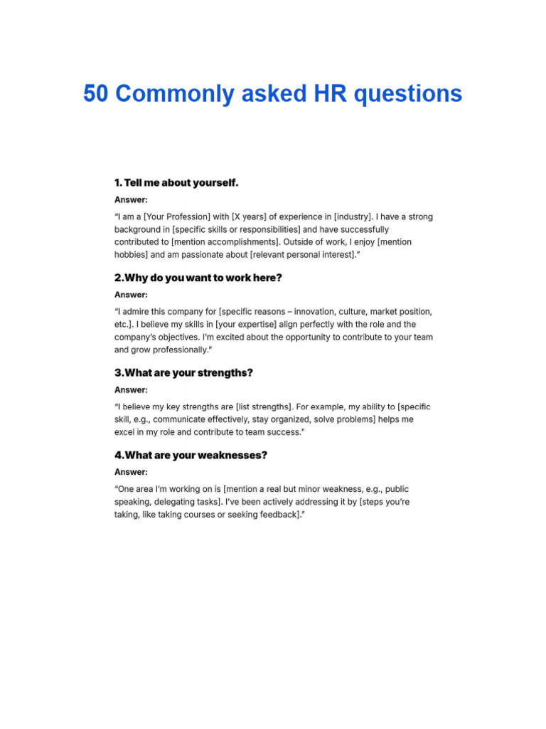 HR Questions | PDF