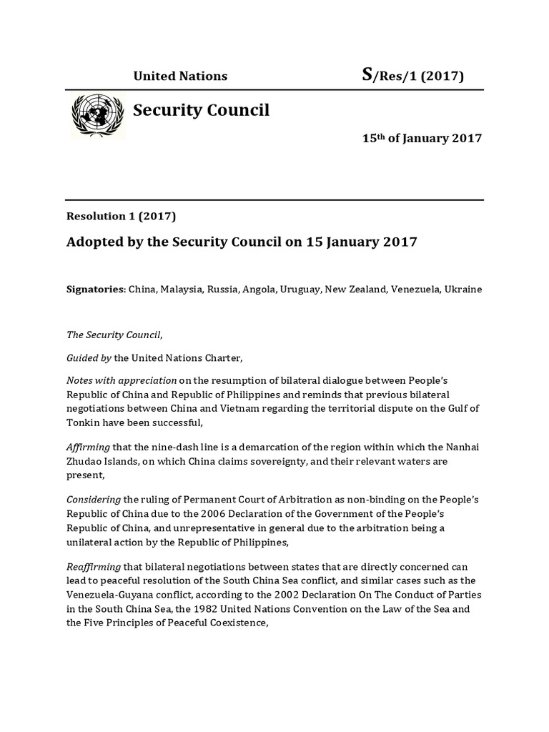 Sample Draft Resolution | PDF | South China Sea | United Nations ...