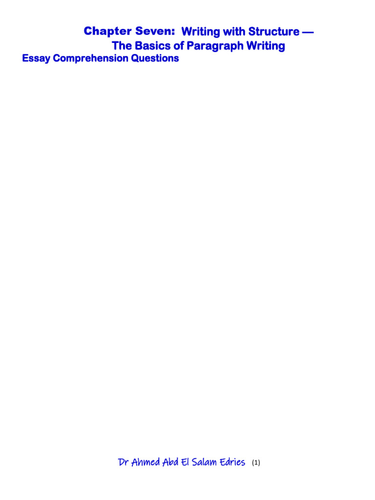 Chapter 7 Paragraph Writing Quest Ansr | PDF | Paragraph | Essays