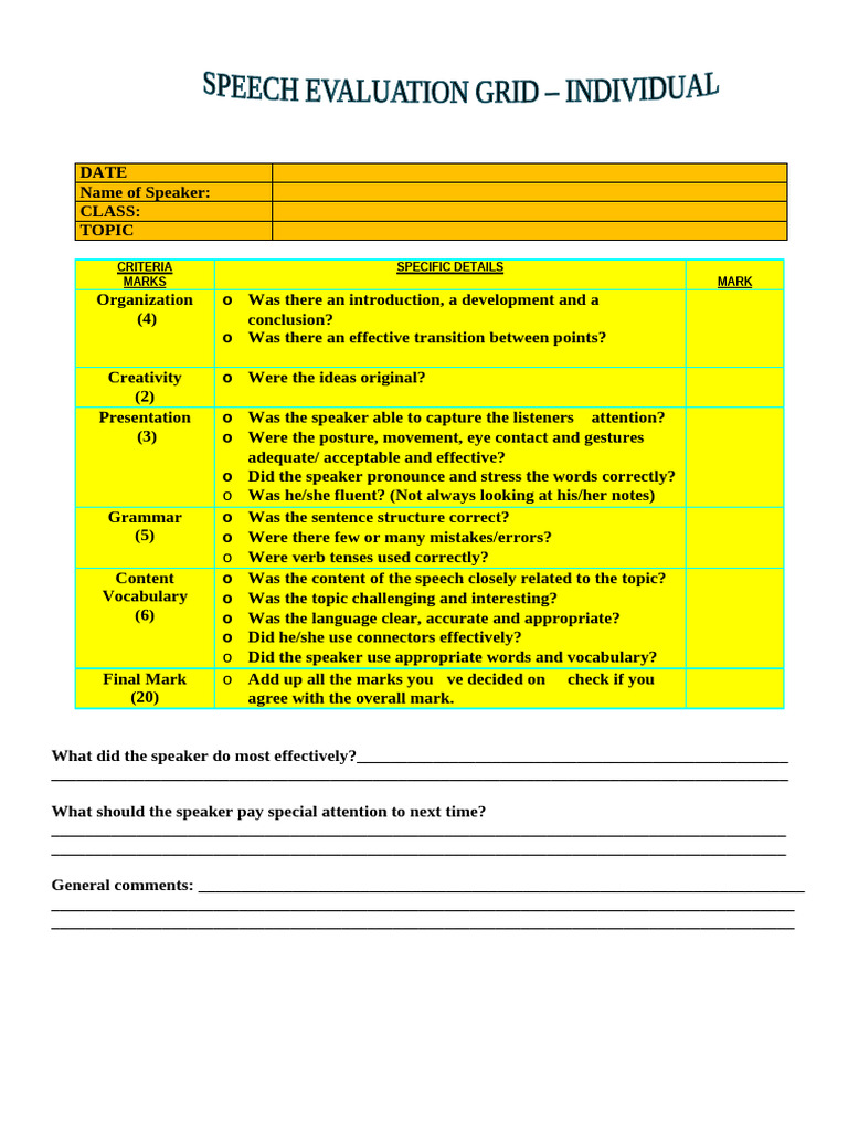 Evaluation Grid - Doc Version 1 | PDF