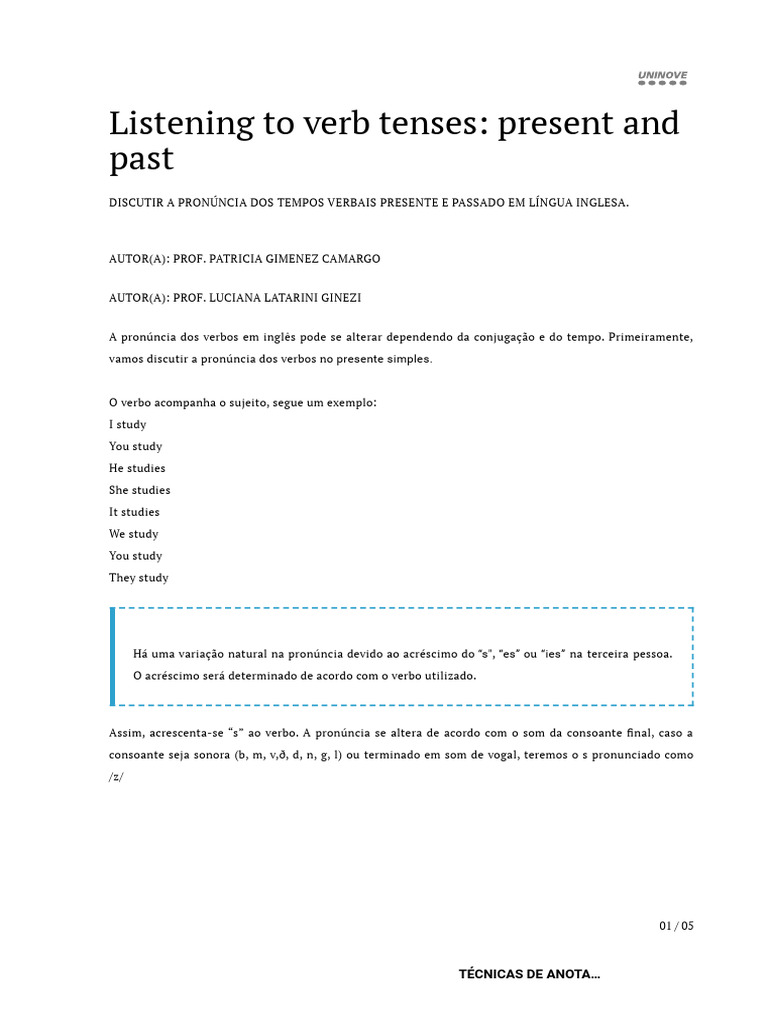02 - Listening To Verb Tenses - Present and Past | PDF | Linguística ...