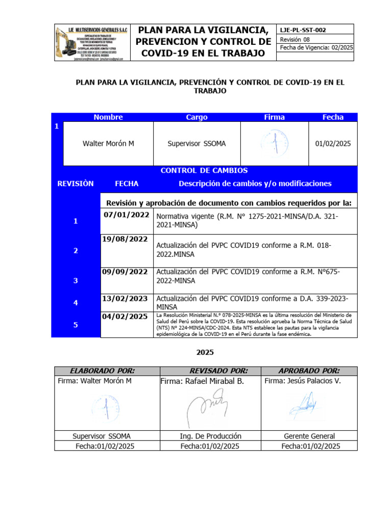 Plan Covid Lje 2025 Rev0.0 | PDF | Lavado de manos | Seguridad y salud ...