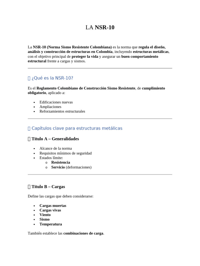 LA NSR-10 | PDF | Análisis estructural | Temblores