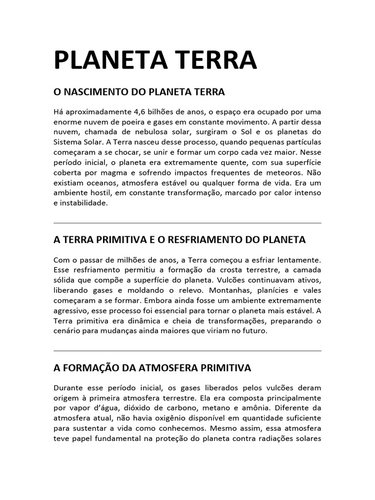 O Planeta Terra | PDF | Terra | Ambiente natural