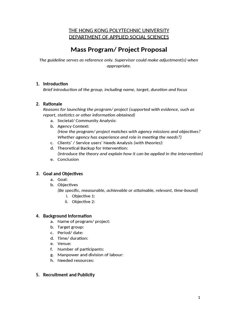 Mass Program or Project Proposal | PDF | Methodology