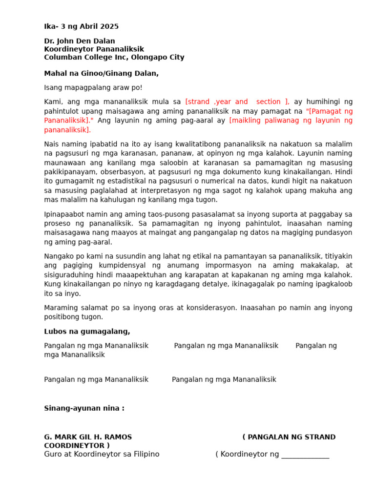 Liham at Talatanungan | PDF