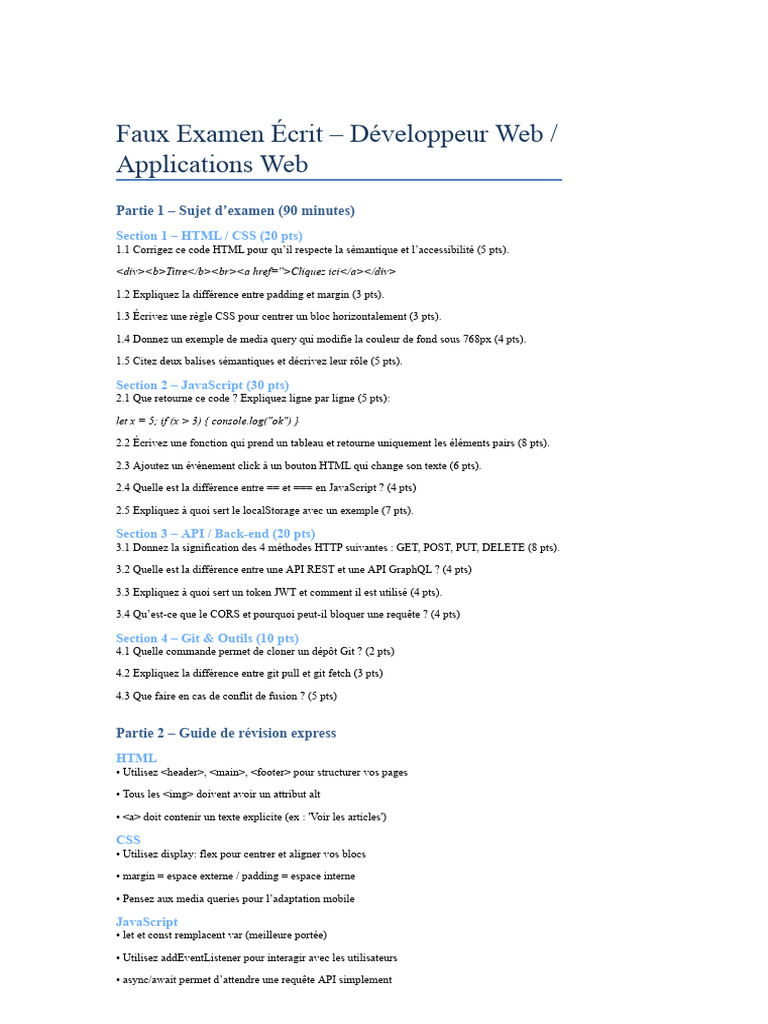 Fiches Révision HTML CSS JS | PDF | Html | JavaScript