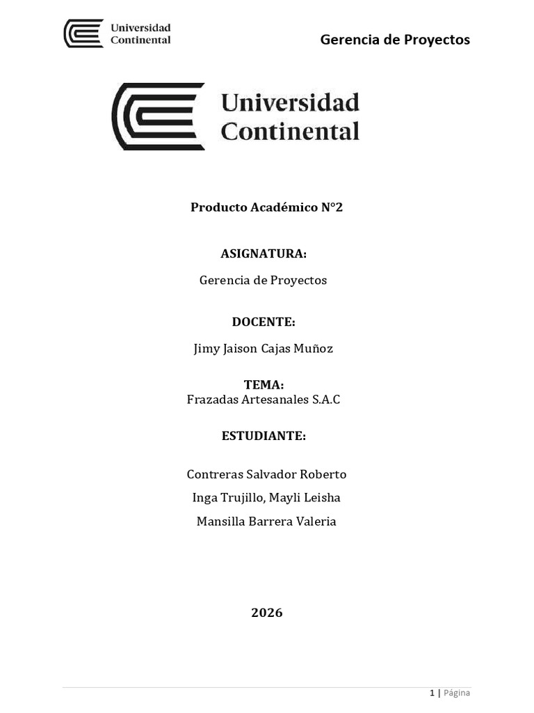 PA 2 - Gerencia de Proyectos Contreras - Inga - Mansilla | PDF ...