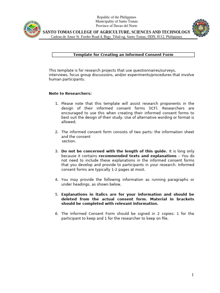 Template For Creating An Icf | PDF